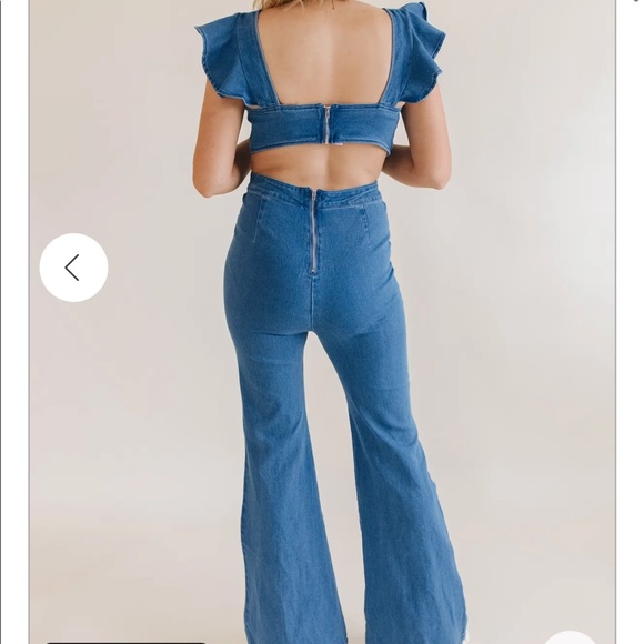 Denim open back jumpsuit - Picture 3 of 3